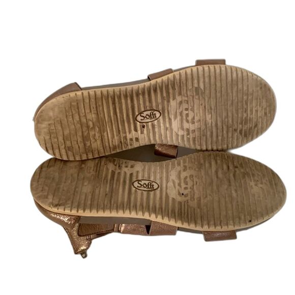 Sofft Fiora Metallic Taupe Leather Cross Strap Zipper Heel Comfort Sandal Sz 10 - Picture 8 of 10